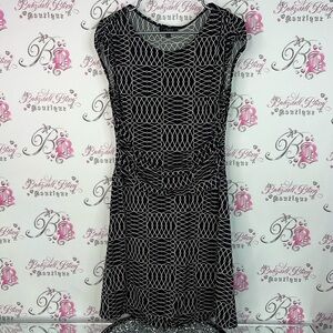 Azure dress drape style Chic Black and White Geometric Mini Dress